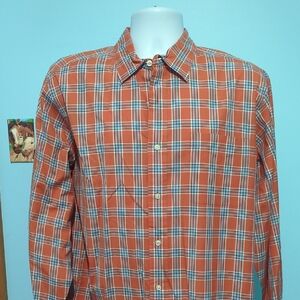 Daniel Cremieux Orange and White Plaid Shirt
